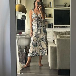 Zimmerman floral cassia midi linen dress.